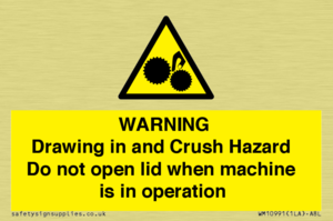 Warning Drawing in and Crush Hazard